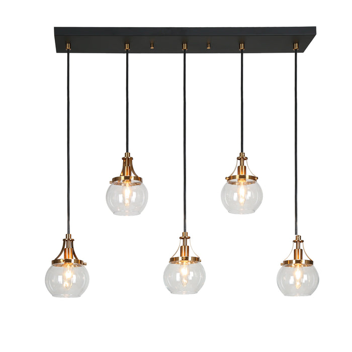 Nivella 5-Light Black and Brass Glass
Linear Island Light