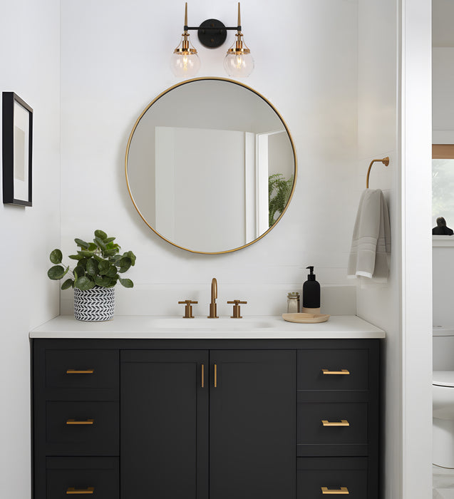 Nivella 2-Light Black and Brass Bathroom Vanity Light