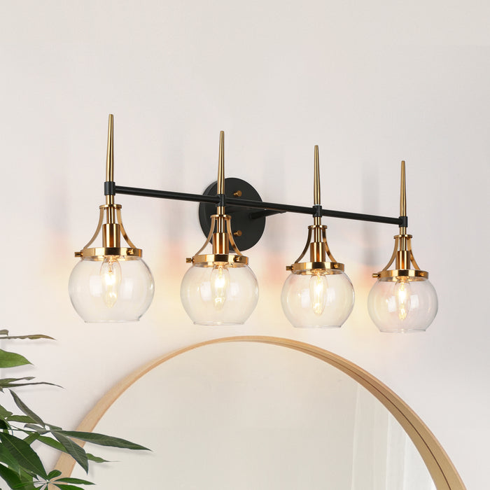 Nivella 4-Light Black and Brass Bathroom Vanity Light