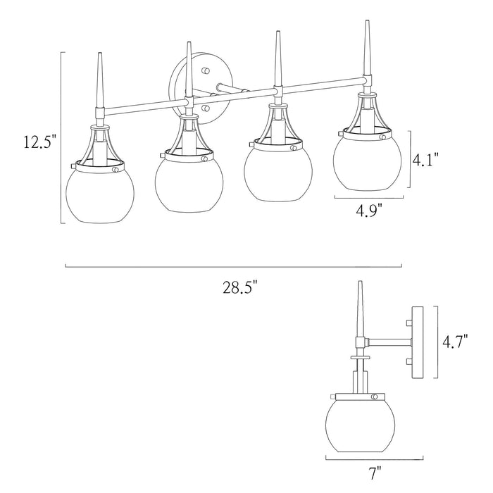 Nivella 4-Light Black and Brass Bathroom Vanity Light