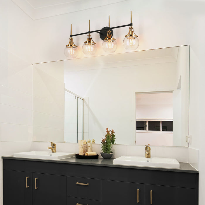 Nivella 4-Light Black and Brass Bathroom Vanity Light