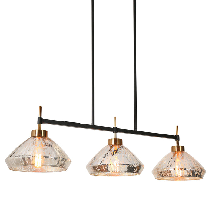 Anila 3-Light Black and Brass Island Light
