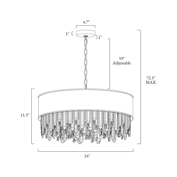 Loriven 9-Light Black and Brass Chandelier