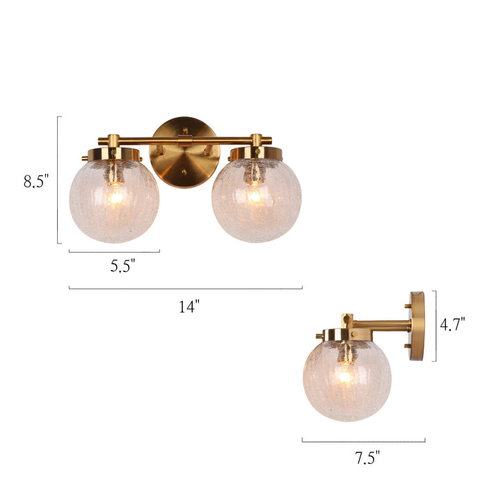 Ariene 2-Light Brass Bathroom Vanity Light