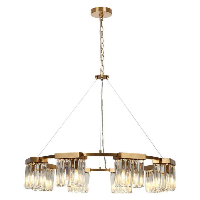 8-Light Gold Crystal Wagon Wheel Chandeliers - Belles Lighting