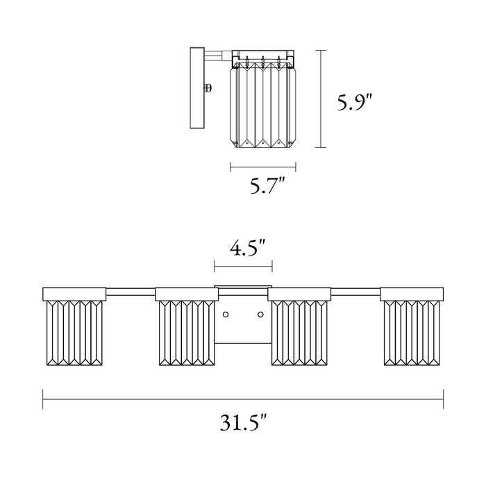 Labrite 4-Light Brass Bathroom Vanity Light
