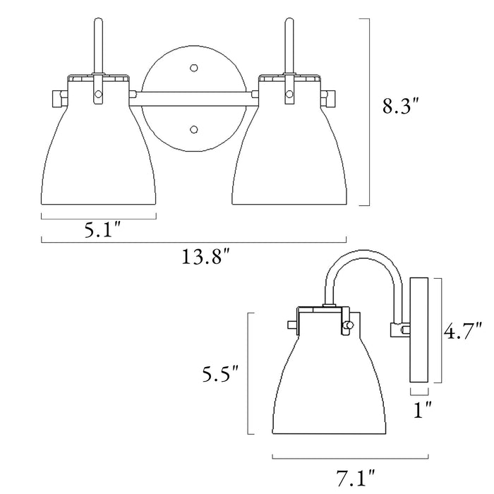Aidtyr 2-Light Black and Brass Bathroom Vanity Light
