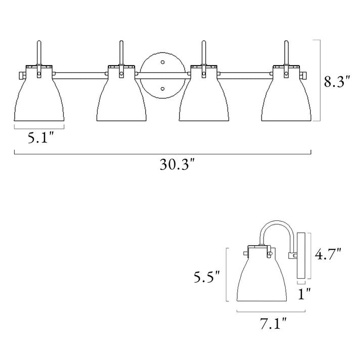 Aidtyr 4-Light Black and Brass Bathroom Vanity Light