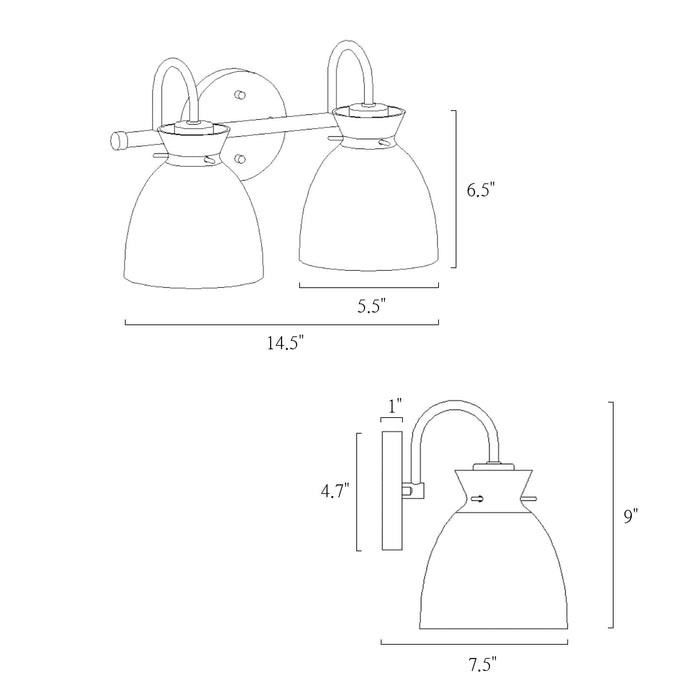 Ravilen 2-Light Black and Brass Bathroom Vanity Light