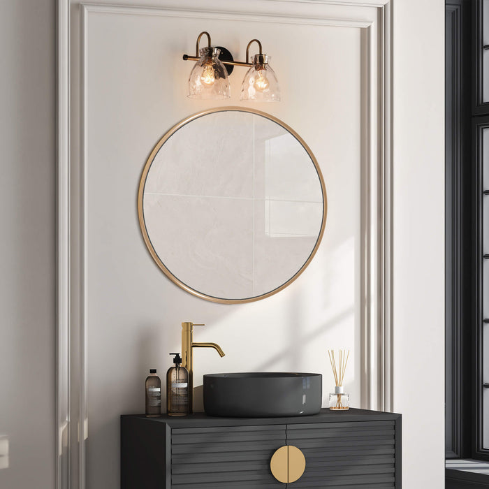 Ravilen 2-Light Black and Brass Bathroom Vanity Light