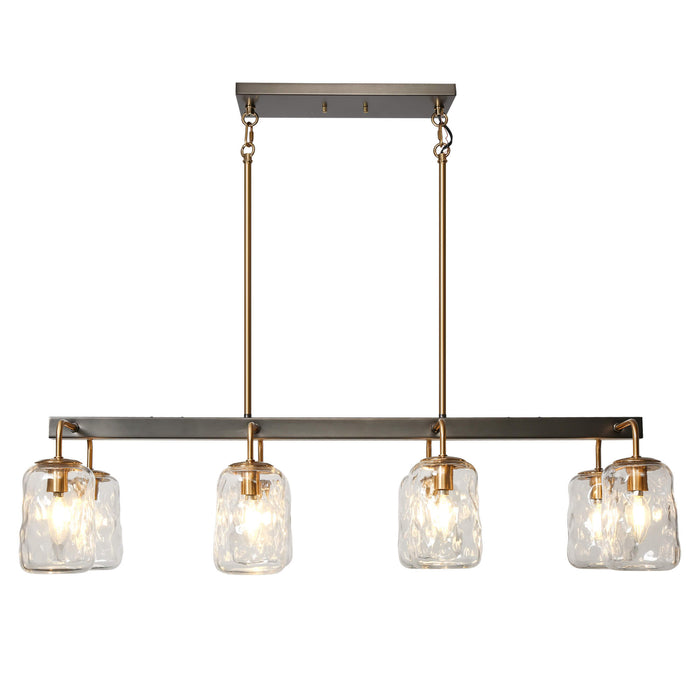 Erhart 8-Light Black and Brass Island Light