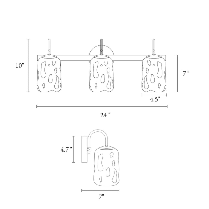Erhart 3-Light Black and Brass Bathroom Vanity Light
