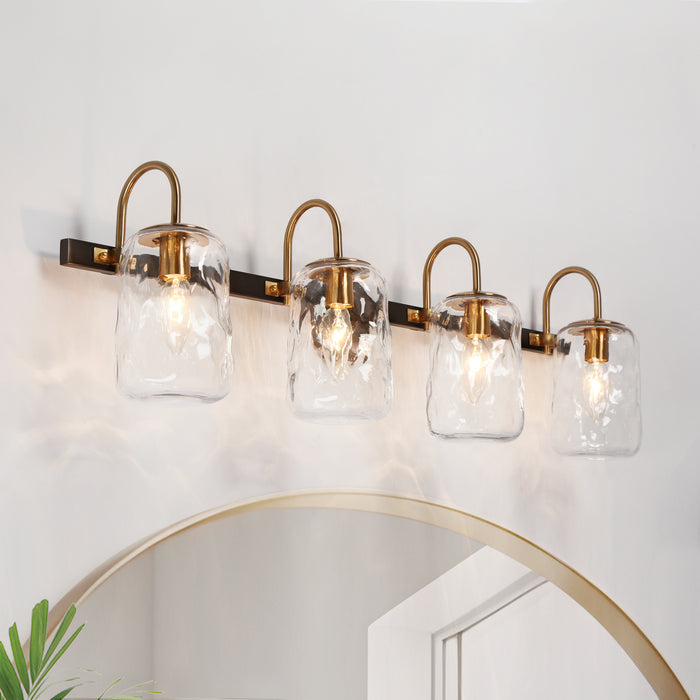 Erhart 4-Light Black and Brass Bathroom Vanity Light