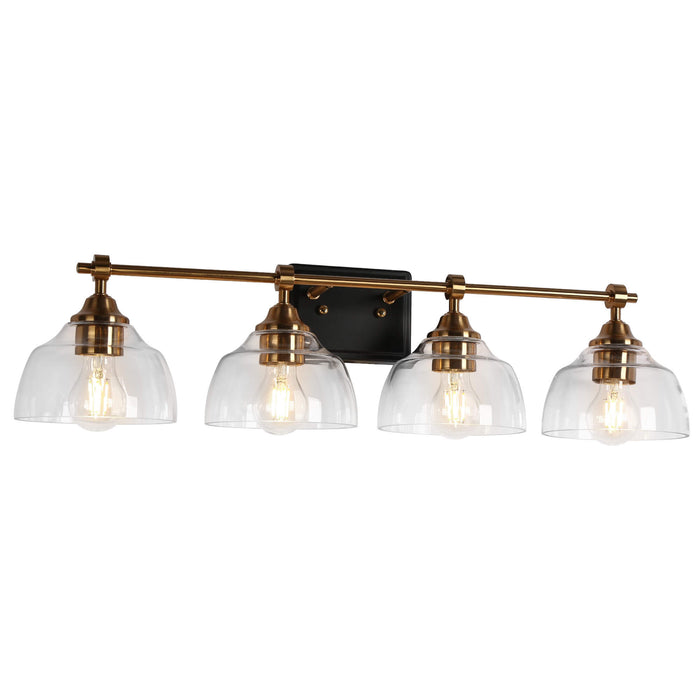 Laiger 4-Light Black and Brass Bathroom Vanity Light