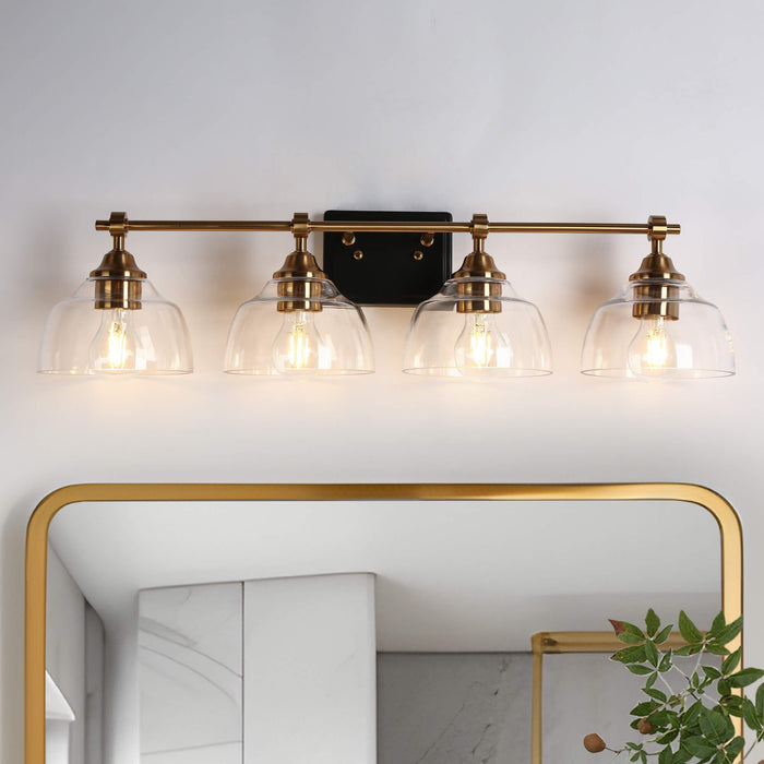 Laiger 4-Light Black and Brass Bathroom Vanity Light