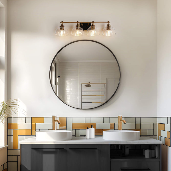 Laiger 4-Light Black and Brass Bathroom Vanity Light
