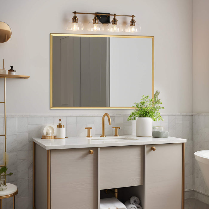 Laiger 4-Light Black and Brass Bathroom Vanity Light