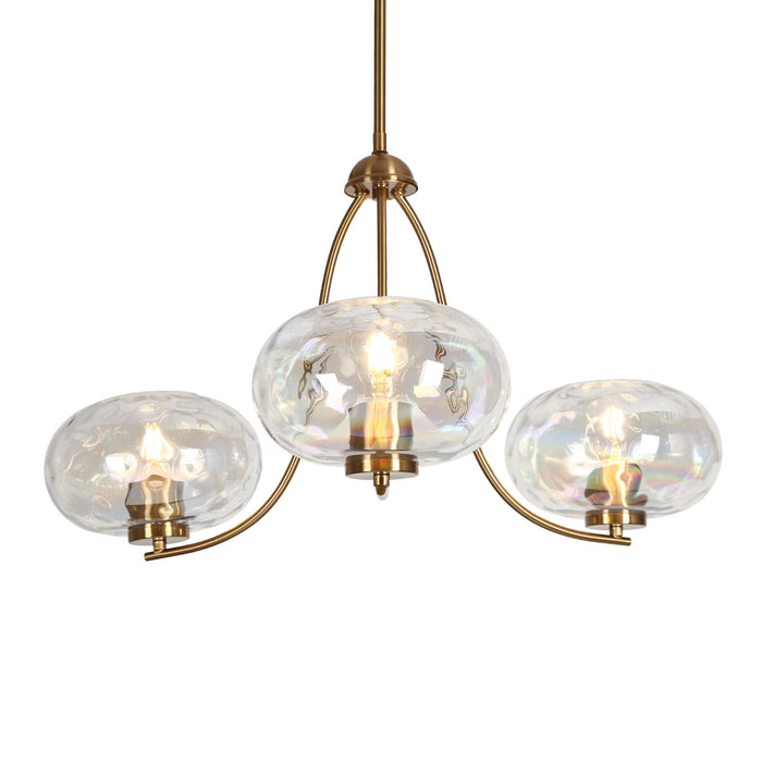 Teveris 3-Light Brass Glass Radial Chandelier