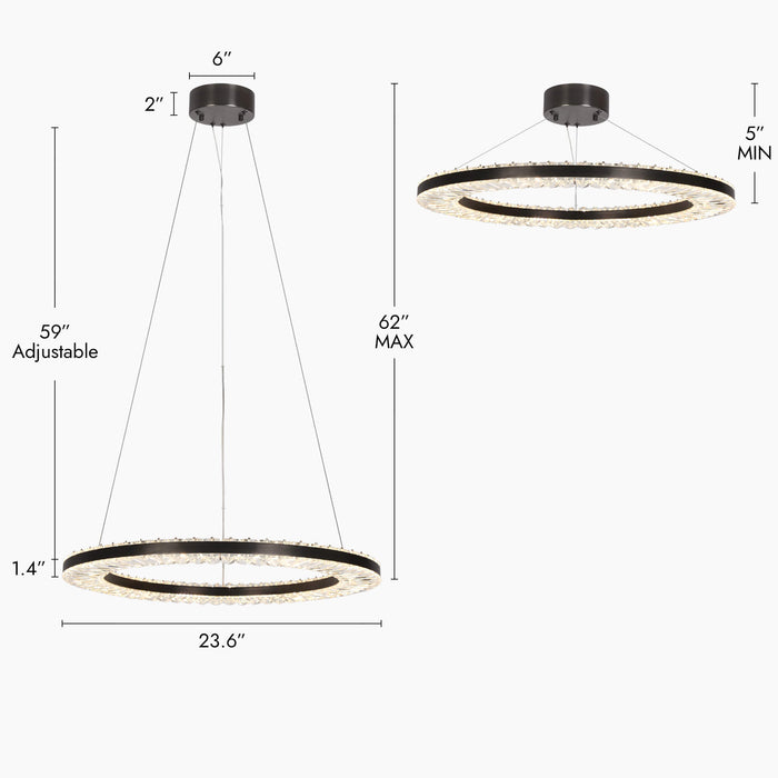 Oviane 1-Light LED Black Chandelier