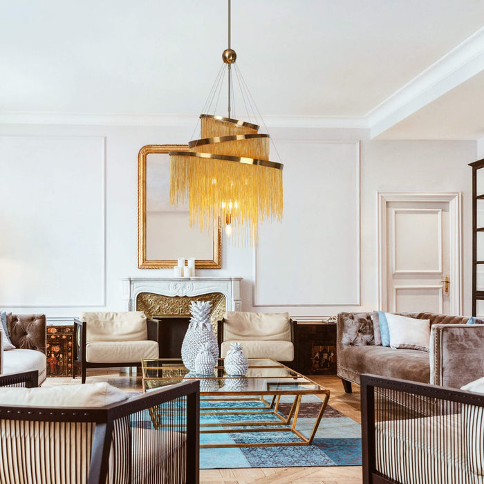 Aliren 7-Light Brass Chain Chandelier