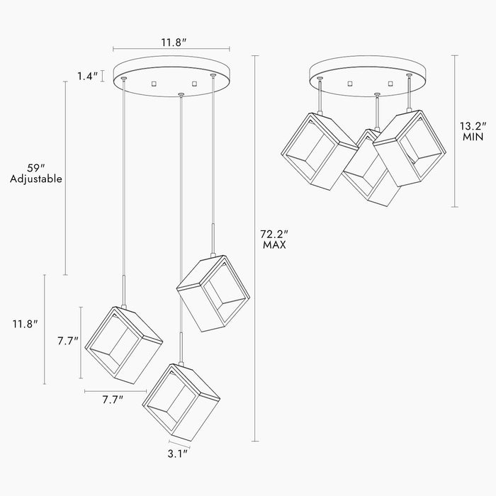 Faylina 3-Light LED Brass Chandelier