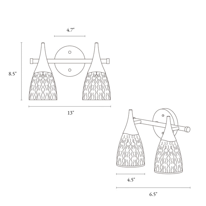 Ruthebi 2-Light Brass Bathroom Vanity Light