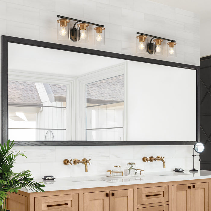 Melina 3-Light Black and Gold Bathroom Vanity Light