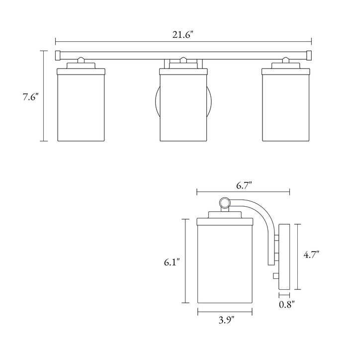 Melina 3-Light Black and Gold Bathroom Vanity Light