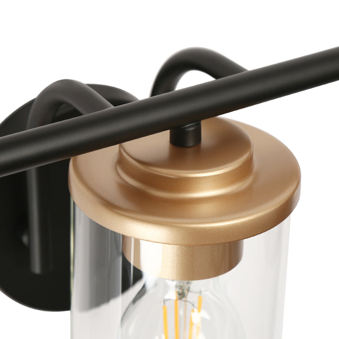Melina 3-Light Black and Gold Bathroom Vanity Light