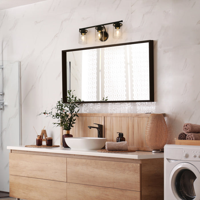 Melina 3-Light Black Bathroom Vanity Light