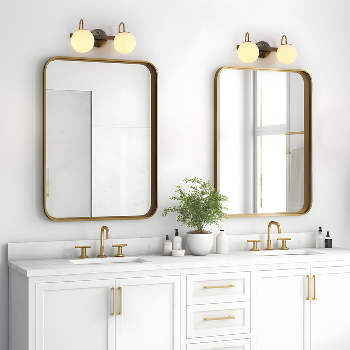 Aladari 2-Light Black and Brass Bathroom Vanity Light