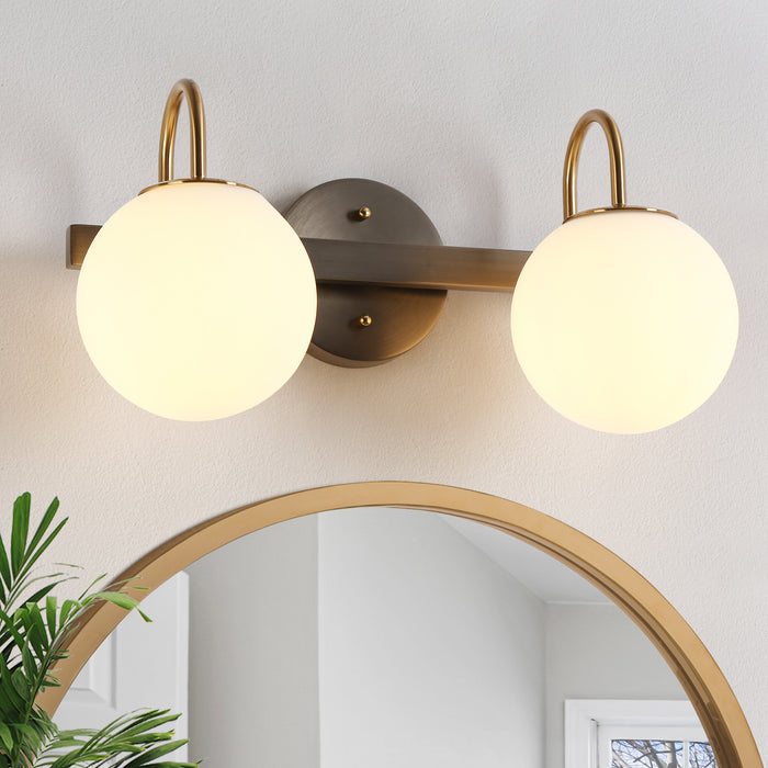 Aladari 2-Light Black and Brass Bathroom Vanity Light