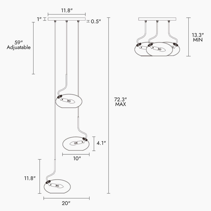 Calviera 3-Light Brass Chandelier