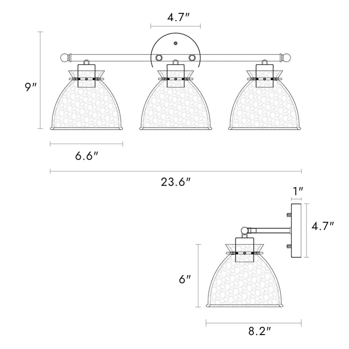 Terivon 3-Light Brass Bathroom Vanity Light