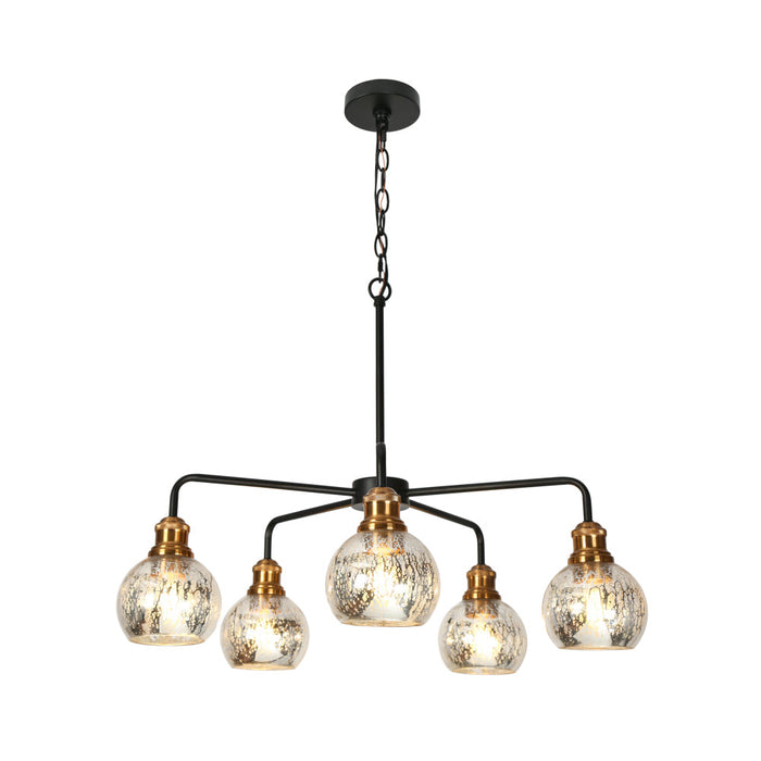 Lorveth 5-Light Black and Brass Chandelier
