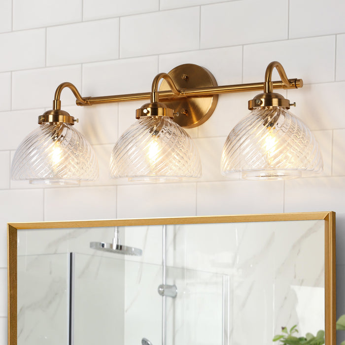 Tavisse 3-Light Brass Bathroom Vanity Light