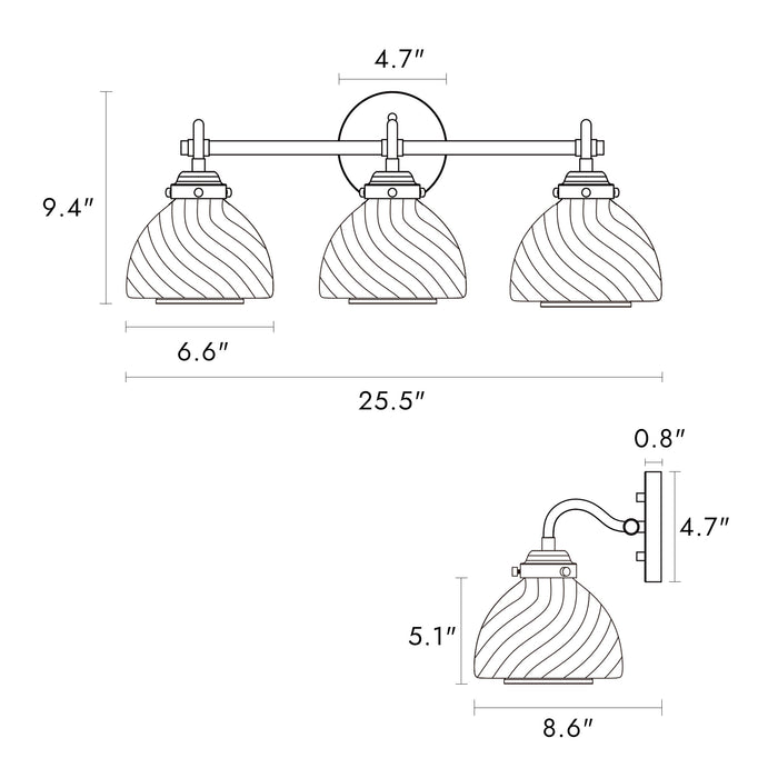 Tavisse 3-Light Brass Bathroom Vanity Light