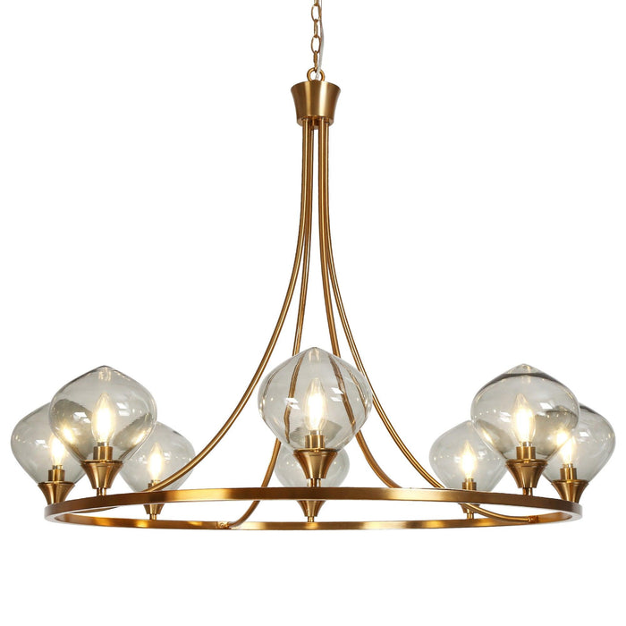 8-Light Gold Glass Wheel Chandeliers - Belles Lighting
