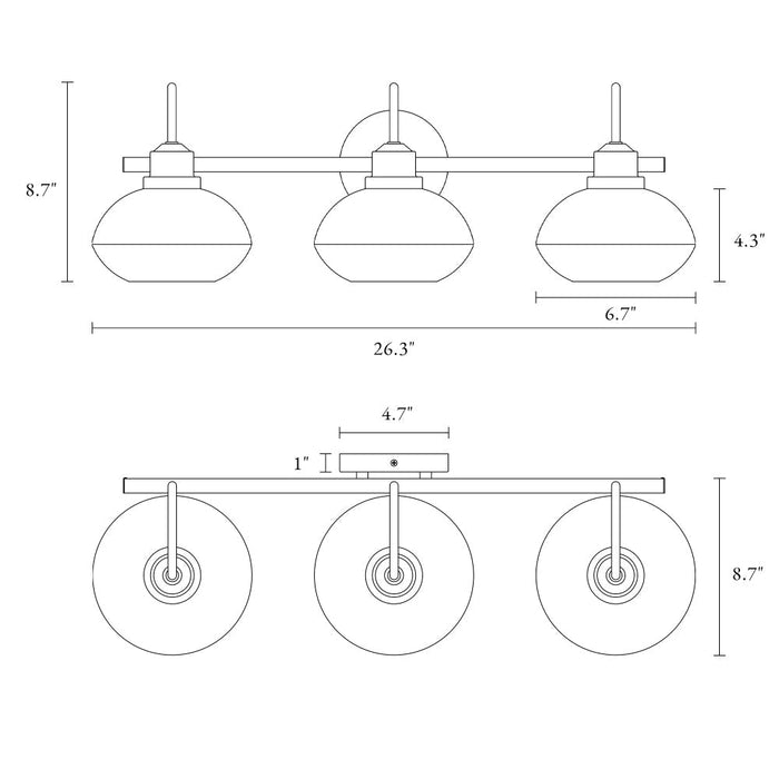 Eldrion 3-Light Brass Bathroom Vanity Light