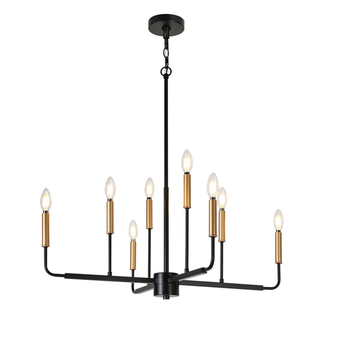 Ukiiyoa 8-Light Black and Gold Chandelier