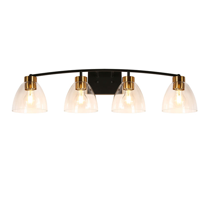 Guayaba 4-Light Black and Brass Bathroom Vanity Light