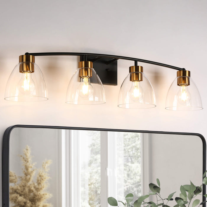 Guayaba 4-Light Black and Brass Bathroom Vanity Light