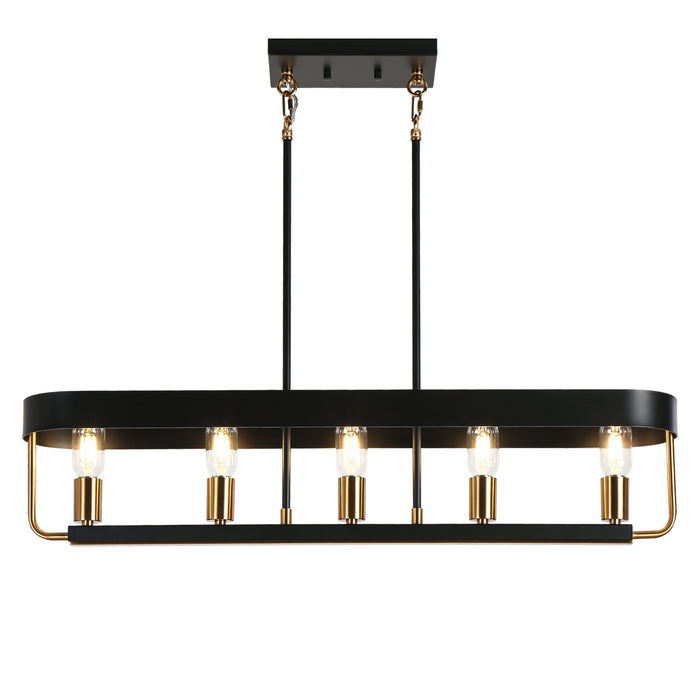 Mouillu 5-Light Black and Brass Island Light