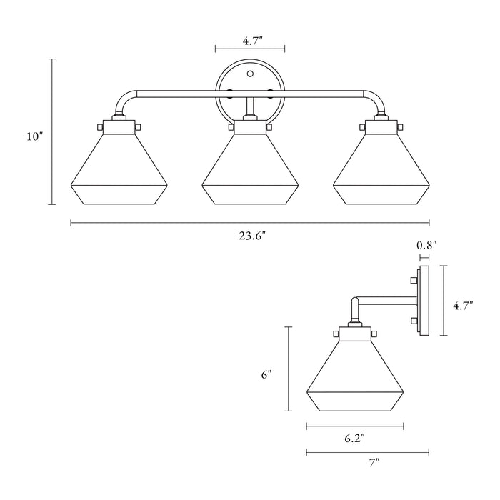 Calmory 3-Light Brass Bathroom Vanity Light