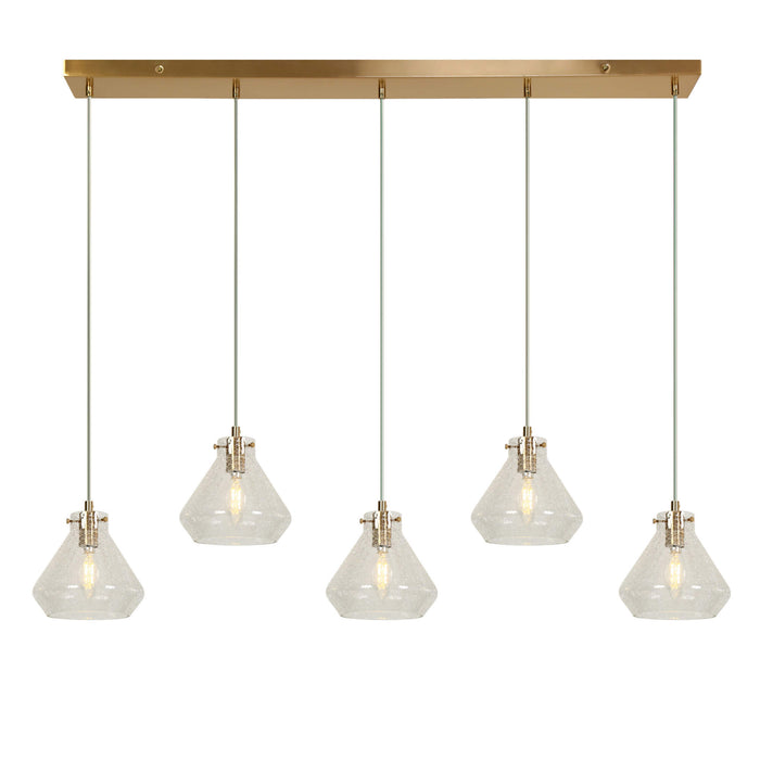 Calmory 5-Light Brass Glass Linear Island Light