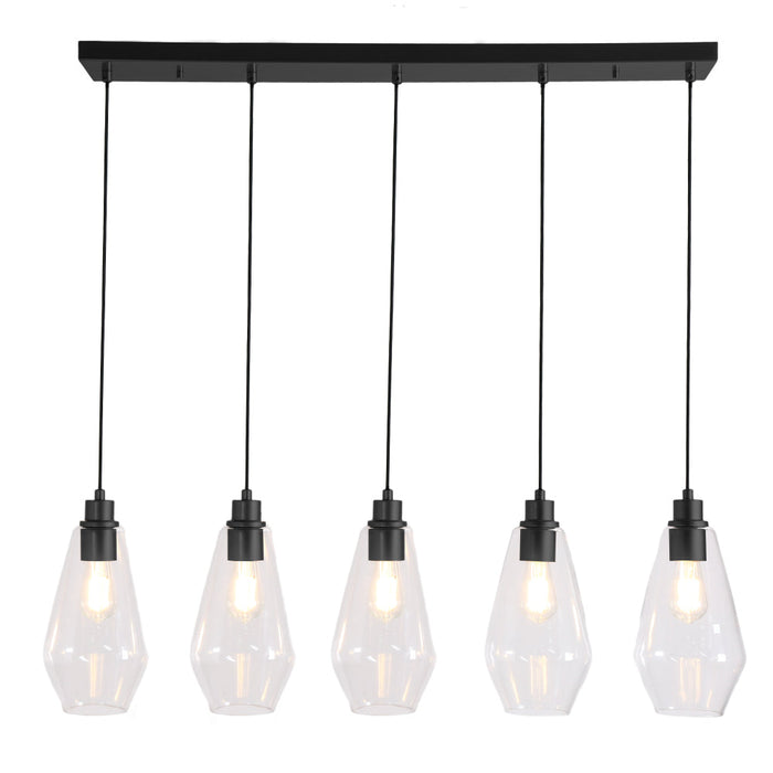 Astralithos 5-Light 42-in Black Modern Cluster Glass Kitchen Island Light
