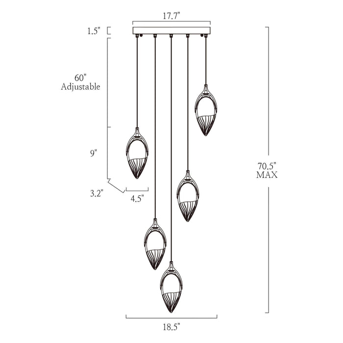 Seravyn 5-Light LED Gold Chandelier
