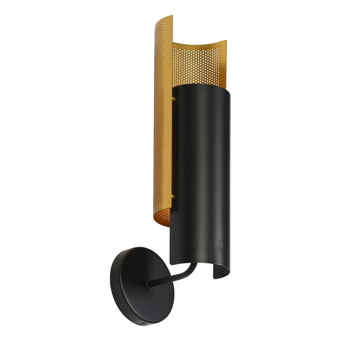 Drevira 1-Light Black and Brass Wall Sconce
