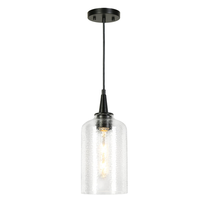 1-Light Mini Seeded Glass Black Pendant