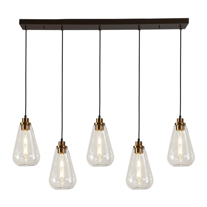 Qirvior 5-Light Black and Gold Island Light
